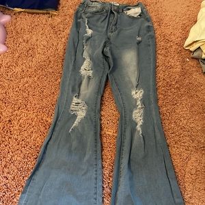 ripped jean bell bottoms